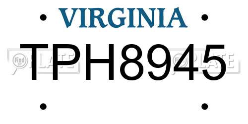TPH8945 Virginia License Plate