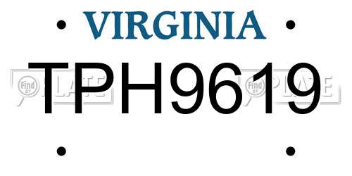 TPH9619 Virginia License Plate