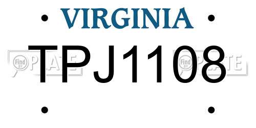 TPJ1108 Virginia License Plate