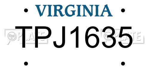 TPJ1635 Virginia License Plate