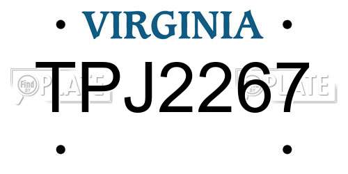 TPJ2267 Virginia License Plate