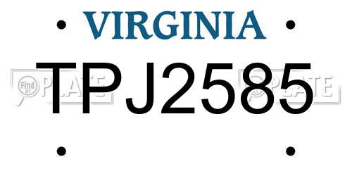 TPJ2585 Virginia License Plate