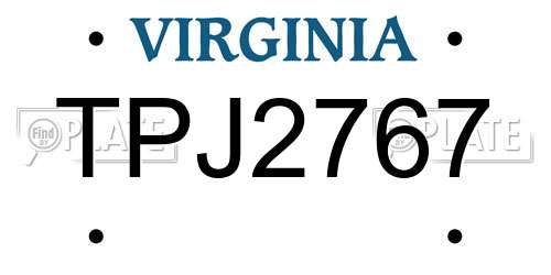 TPJ2767 Virginia License Plate
