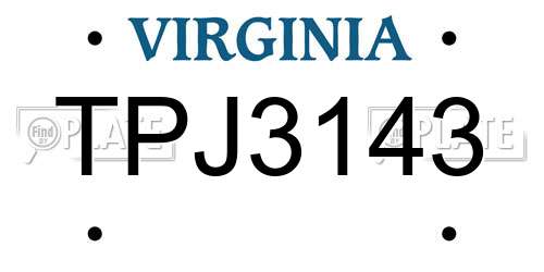 TPJ3143 Virginia License Plate