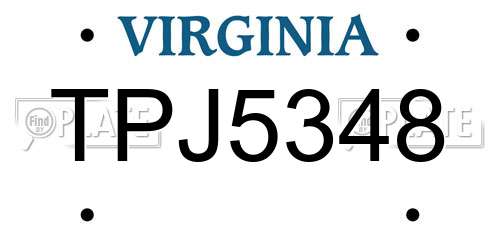 TPJ5348 Virginia License Plate