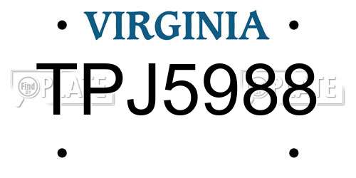 TPJ5988 Virginia License Plate