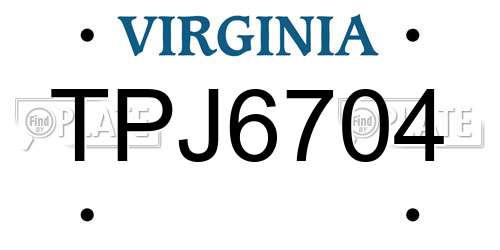 TPJ6704 Virginia License Plate