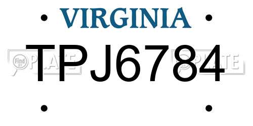 TPJ6784 Virginia License Plate
