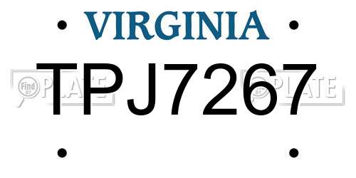 TPJ7267 Virginia License Plate