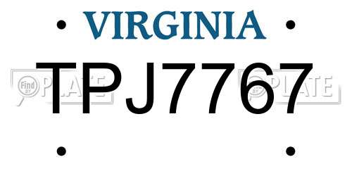 TPJ7767 Virginia License Plate