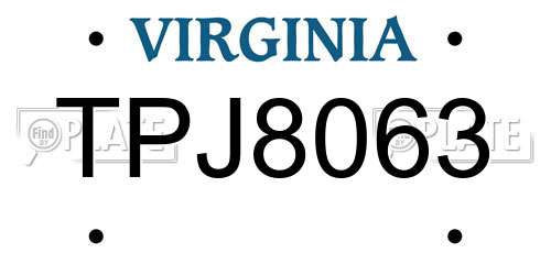 TPJ8063 Virginia License Plate