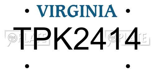TPK2414 Virginia License Plate