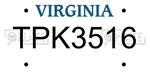 TPK3516 Virginia License Plate