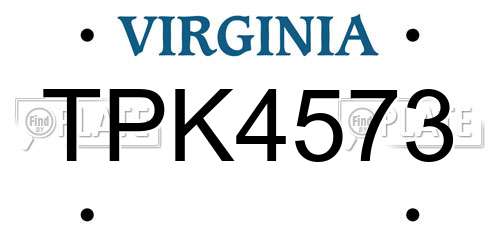 TPK4573 Virginia License Plate