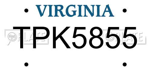 TPK5855 Virginia License Plate