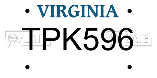 TPK596 Virginia License Plate