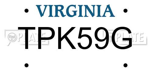 TPK59G Virginia License Plate