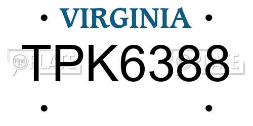 TPK6388 Virginia License Plate