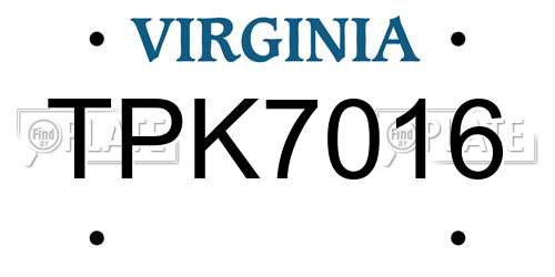 TPK7016 Virginia License Plate