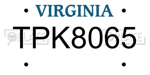 TPK8065 Virginia License Plate