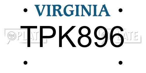 TPK896 Virginia License Plate
