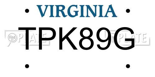 TPK89G Virginia License Plate