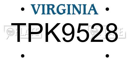 TPK9528 Virginia License Plate