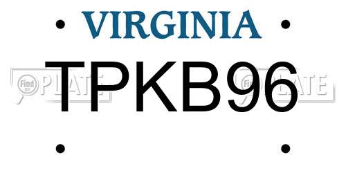 TPKB96 Virginia License Plate