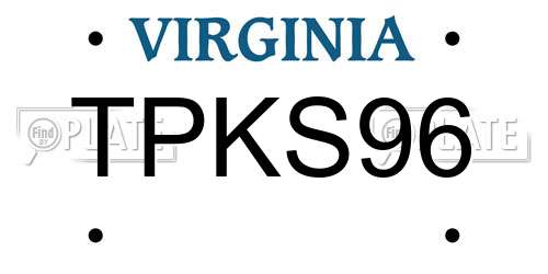 TPKS96 Virginia License Plate