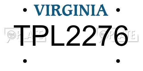 TPL2276 Virginia License Plate