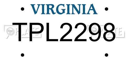 TPL2298 Virginia License Plate