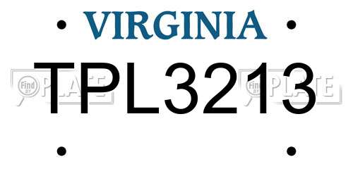 TPL3213 Virginia License Plate