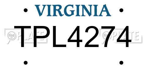 TPL4274 Virginia License Plate