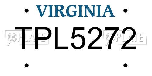 TPL5272 Virginia License Plate