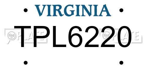 TPL6220 Virginia License Plate