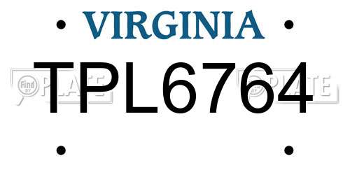 TPL6764 Virginia License Plate