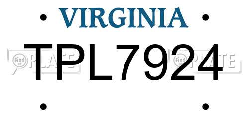 TPL7924 Virginia License Plate