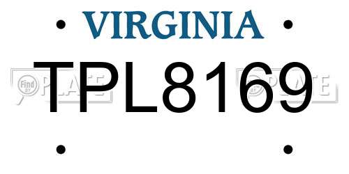 TPL8169 Virginia License Plate