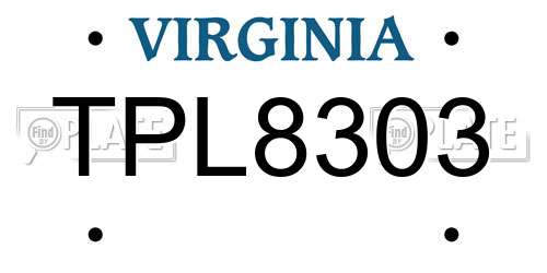 TPL8303 Virginia License Plate