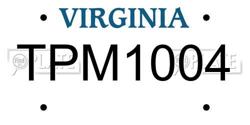 TPM1004 Virginia License Plate