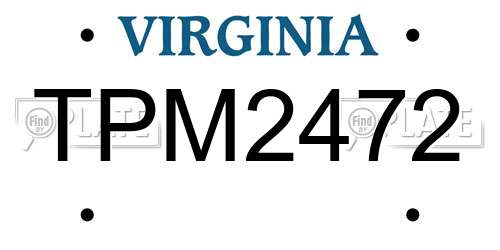 TPM2472 Virginia License Plate