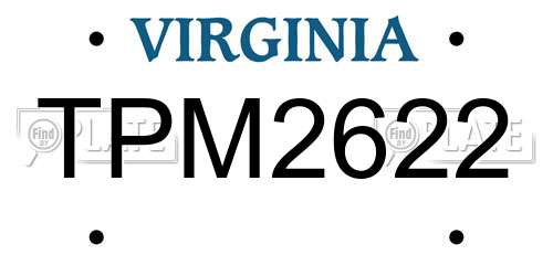 TPM2622 Virginia License Plate