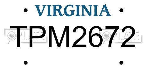 TPM2672 Virginia License Plate