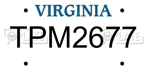 TPM2677 Virginia License Plate