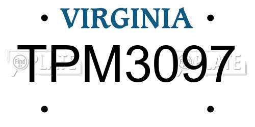TPM3097 Virginia License Plate