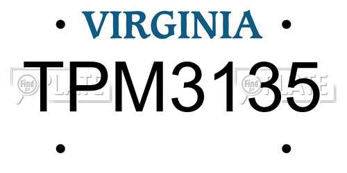 TPM3135 Virginia License Plate