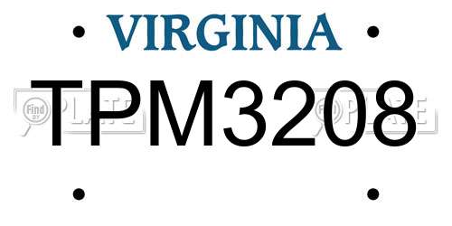 TPM3208 Virginia License Plate