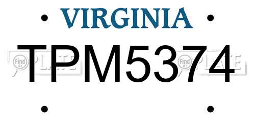 TPM5374 Virginia License Plate