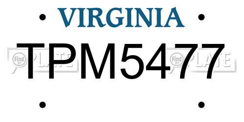 TPM5477 Virginia License Plate
