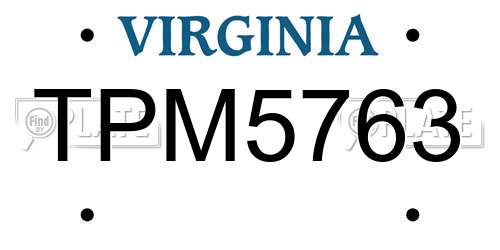 TPM5763 Virginia License Plate
